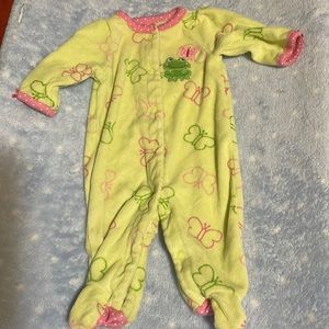 Just one you: newborn green baby girl footed pajamas